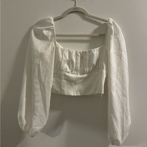 White Puff Sleeve Top